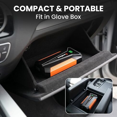 Jump Starter Power Bank 8000mAh (Up to 6.5L Petrol/5.0L Diesel),12V Battery Booster for Cars, Trucks, SUVs & Motorcycles,Compact Design with LED Light & PD 18W USB -Orange in Kuwait