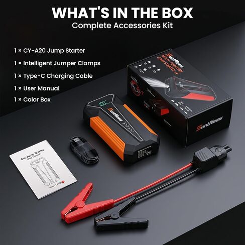 Jump Starter Power Bank 8000mAh (Up to 6.5L Petrol/5.0L Diesel),12V Battery Booster for Cars, Trucks, SUVs & Motorcycles,Compact Design with LED Light & PD 18W USB -Orange in Kuwait