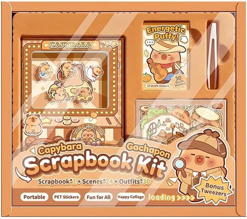 تتضمن مجموعة قرطاسية Capybara/Panda Fun دفتر ملاحظات بجيب Gashapon للصفحة الداخلية DIY وملصقات مناظر طبيعية وملصقات لطيفة للارتداء، مثالية لليوميات اليومية (أخضر) in Kuwait
