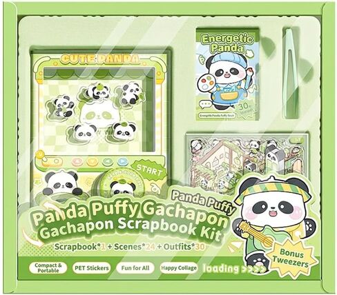 Capybara/Panda Fun Stationery Set Includes a DIY Inner Page Gashapon Pocket Notebook, Landscape Stickers, and Cute Dress-Up Stickers, Perfect for Daily Journaling（Green） in Kuwait