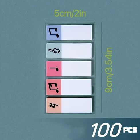 200Pcs Musical Symbol Sticky Tabs, Colorful Music Note Bookmarks for Sheet Music Piano Scores, Self-Adhesive Writable Page Markers for Musicians, Students and Teachers in Kuwait