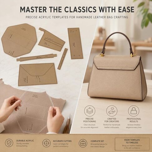 RIVEENY Shoulder Bag Handbag Acrylic Template Leather Pattern Acrylic Leather Patterns Templates for Women's Shoulder Bags (AAB-579) in Kuwait