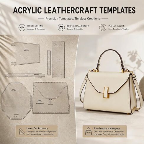 RIVEENY Shoulder Bag Handbag Acrylic Template Leather Pattern Acrylic Leather Patterns Templates for Women's Shoulder Bags (AAB-579) in Kuwait