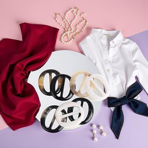 6 Pcs 5CM Fashion Resin T Shirt Clips, Neckerchief Clasps for Women Girls, Simple Tee Shirt Rings Clasps, Elegant Scarf Buckles, Waistband Neckerchief Clasps, Clothes Accessories in Kuwait