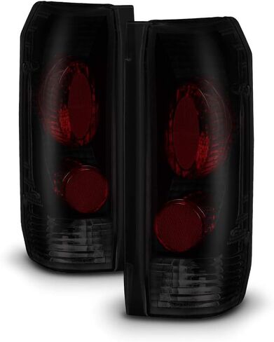 ACANII - For 1987-1996 Ford Bronco F150 F250 F350 Pickup Truck Black Smoked Tail Lights Brake Lamps Pair Set Left+Right, Cyber Black V2 in Kuwait
