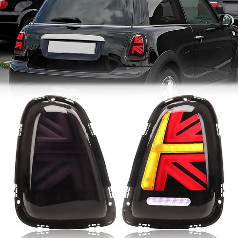 LED Union Jack Tail Lights for Mini Coop-er R56 R57 R58 R59 2007-2013, Smoked Taillight Rear Lamps Assembly w/Sequential Turn Signal, Smoked Lens, Not for F Series & Cooper Clubman in Saudi Arabia