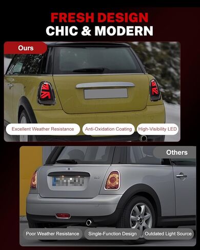 LED Union Jack Tail Lights for Mini Coop-er R56 R57 R58 R59 2007-2013, Smoked Taillight Rear Lamps Assembly w/Sequential Turn Signal, Smoked Lens, Not for F Series & Cooper Clubman in Saudi Arabia