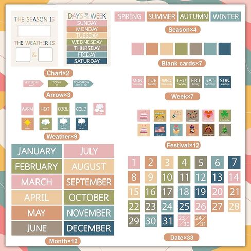 Boho Calendar Bulletin Board Set Classroom Calendar Bulletin Board Decoration Colorful School Calendars Set with Numbers Month Weather Cards for Preschool Homeschool Classroom Supplies Home Wall Decor in Kuwait