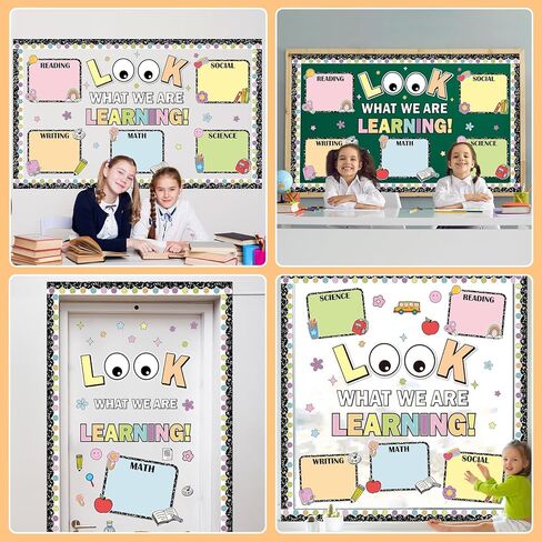 Back to School Bulletin Board Set Look What We are Learning Classroom Decorations Colorful Learning Objectives Positive Paper Cutouts for First Day of School Office Chalkboard Wall Door Decor Supplies in Saudi Arabia