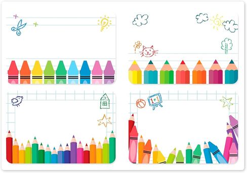 Mobiusea Creation Colorful Crayon Name Tag Stickers | 80 Blank Name Labels for Kids, Write-On Classroom Name Tags for Teacher Supplies, Notebooks, Books & Cubbies in Kuwait