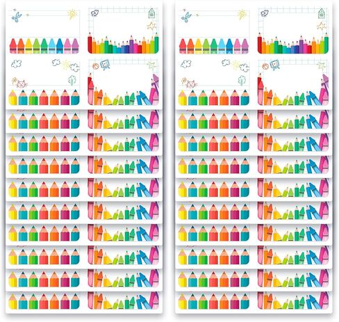 Mobiusea Creation Colorful Crayon Name Tag Stickers | 80 Blank Name Labels for Kids, Write-On Classroom Name Tags for Teacher Supplies, Notebooks, Books & Cubbies in Kuwait