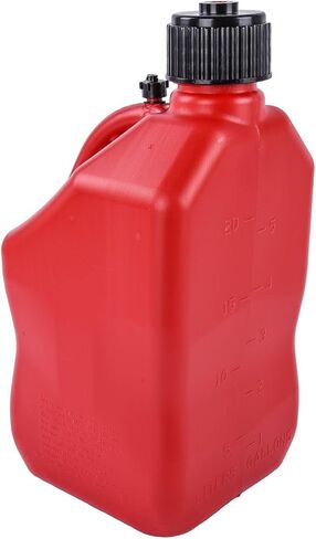 JEGS Square Red Jug | 5-Gallon Capacity | Contoured Handle | Exterior Fluid Level Markings | Leak-Free Seal | Unbreakable Cap | Made In USA in Kuwait