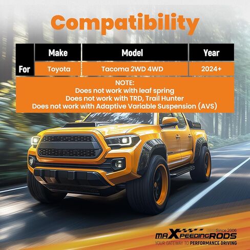 maXpeedingrods 2.5" Front and 1.5" Rear Lift Leveling Kit for Toyota Tacoma 2WD/4WD 2024+, Bolt-On Strut Spacers in Kuwait