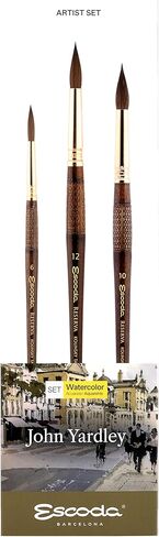 Escoda | Watercolour | Artist Set John Yardley | Size 6,10,12 | 3 Brushes | Kolinsky-Tajmyr Sable Hair | Round Pointed | for Landscapes in Kuwait