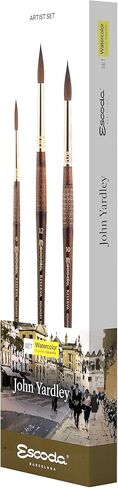 Escoda | Watercolour | Artist Set John Yardley | Size 6,10,12 | 3 Brushes | Kolinsky-Tajmyr Sable Hair | Round Pointed | for Landscapes in Kuwait