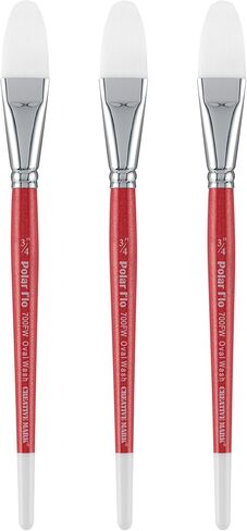 Creative Mark Polar Flo Professional Watercolor Brushes - Filbert 3/4" - 3 Pack - Short Handle, Nickel-Plated Seamless Brass Ferrule in Saudi Arabia