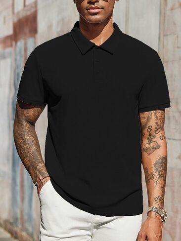 Men's Polo Shirt Casual Short Sleeve Regular Fit Golf Shirt Basic Solid Color T-Shirt in Saudi Arabia