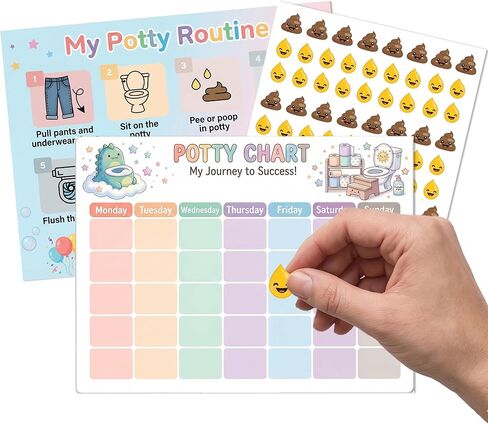 22Pcs Potty Training Chart, 8 Pack Weekly Potty Chart with 8 Reward Stickers Sheets,1000+Poop and Pee Stickers, Toilet Training Chart Set for Potty Success, Kids Potty Training Supplies in Saudi Arabia