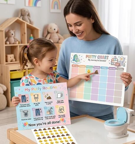 22Pcs Potty Training Chart, 8 Pack Weekly Potty Chart with 8 Reward Stickers Sheets,1000+Poop and Pee Stickers, Toilet Training Chart Set for Potty Success, Kids Potty Training Supplies in Saudi Arabia