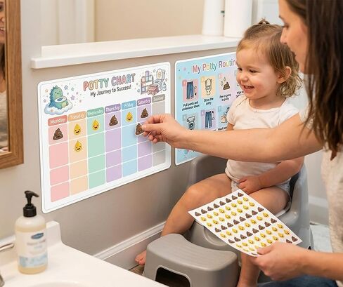 22Pcs Potty Training Chart, 8 Pack Weekly Potty Chart with 8 Reward Stickers Sheets,1000+Poop and Pee Stickers, Toilet Training Chart Set for Potty Success, Kids Potty Training Supplies in Saudi Arabia