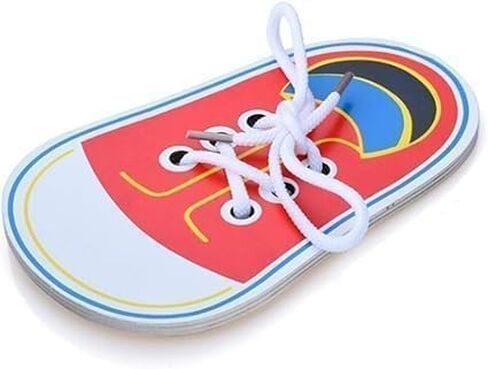 Shoe Tying Practice, Wooden Learn to Tie Your Own Shoes Threading Lacing Shoes Training Early Learning Kits, Decorative Accessories in Saudi Arabia