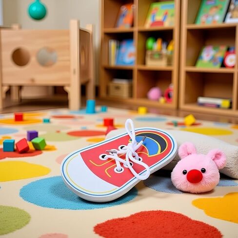 Shoe Tying Practice, Wooden Learn to Tie Your Own Shoes Threading Lacing Shoes Training Early Learning Kits, Decorative Accessories in Saudi Arabia