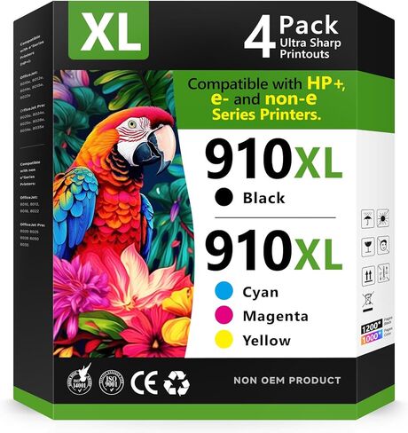 910XL Ink Cartridges for HP Printers Replacement for HP Ink 910XL 910 Combo Pack Work with OfficeJet Pro 8015e 8025e 8020e 8028e 8035e 8020 8022 8025 8035 Printer (4 Pack) in Saudi Arabia