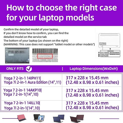 Laptop Case for Lenovo Yoga 7 2-in-1 14ILL10 |14AKP10 |Yoga 7 2-in-1 14IPH11|Yoga 7i 2-in-1 Aura Edition 14" 2025-2026 PU Leather Protective Bag Detachable Shell (Gray) in Kuwait