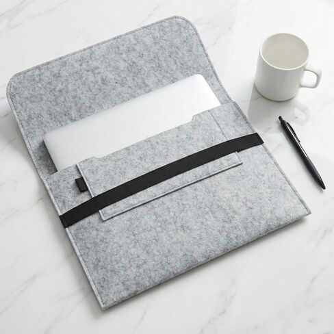 12inch Chemical Fiber Felt Laptop Sleeve Leak-Proof Gray Design Portable Handbag with Multi-Zone Internal Space in Kuwait