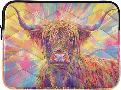 Quilted Laptop Sleeve,Bumps and Scratches,Long Hair Highland Cow Laptop Protective Case for 13-14 inch MacBook Air/MacBook Pro, Notebook, Chromebook Computer in Saudi Arabia