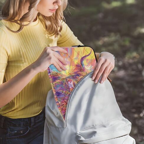 Quilted Laptop Sleeve,Bumps and Scratches,Long Hair Highland Cow Laptop Protective Case for 13-14 inch MacBook Air/MacBook Pro, Notebook, Chromebook Computer in Saudi Arabia