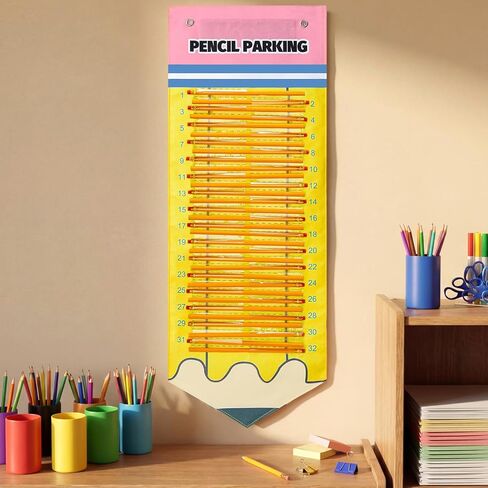 Pencil Parking with 50 Pencils Magnetic Pencil Dispenser Pocket for Classroom Pencils Hanging Chart Organizer Holder for 2026 New School Year Teacher Must Have in Saudi Arabia