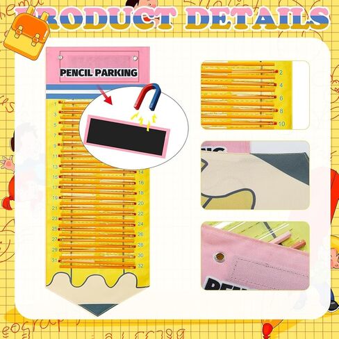 Pencil Parking with 50 Pencils Magnetic Pencil Dispenser Pocket for Classroom Pencils Hanging Chart Organizer Holder for 2026 New School Year Teacher Must Have in Saudi Arabia