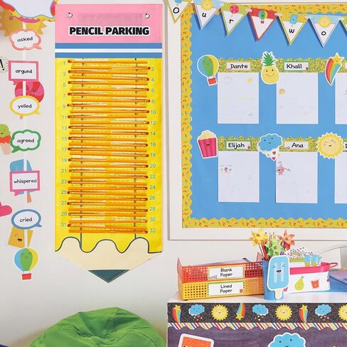 Pencil Parking with 50 Pencils Magnetic Pencil Dispenser Pocket for Classroom Pencils Hanging Chart Organizer Holder for 2026 New School Year Teacher Must Have in Saudi Arabia