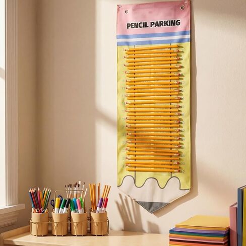 Pencil Parking with 50 Pencils Magnetic Pencil Dispenser Pocket for Classroom Pencils Hanging Chart Organizer Holder for 2026 New School Year Teacher Must Have in Saudi Arabia