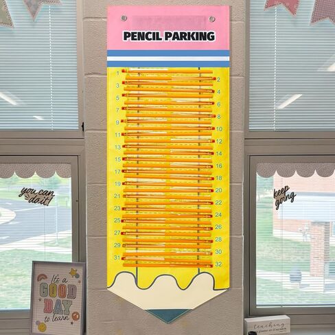 Pencil Parking with 50 Pencils Magnetic Pencil Dispenser Pocket for Classroom Pencils Hanging Chart Organizer Holder for 2026 New School Year Teacher Must Have in Saudi Arabia