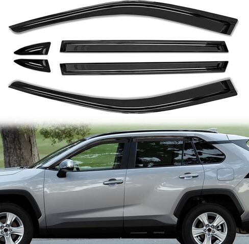 Tape-On Window Visors Rain Guards for Toyota Rav4 2019-2025, Window Deflectors, Reduce Wind Noise & Weather Protectionr for Toyota Rav4 Accessories (6 PCS) in Kuwait