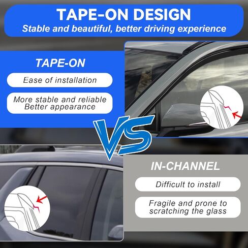 Tape-On Window Visors Rain Guards for Toyota Rav4 2019-2025, Window Deflectors, Reduce Wind Noise & Weather Protectionr for Toyota Rav4 Accessories (6 PCS) in Kuwait