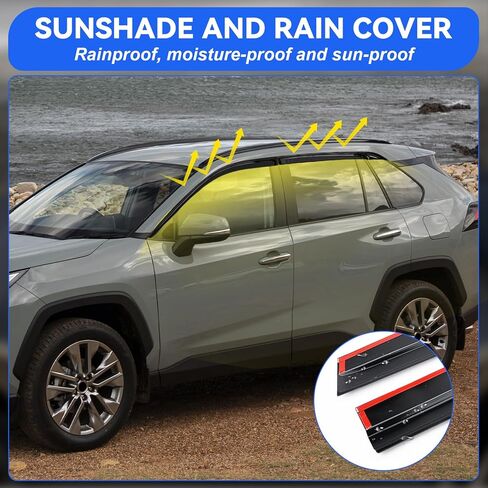 Tape-On Window Visors Rain Guards for Toyota Rav4 2019-2025, Window Deflectors, Reduce Wind Noise & Weather Protectionr for Toyota Rav4 Accessories (6 PCS) in Kuwait