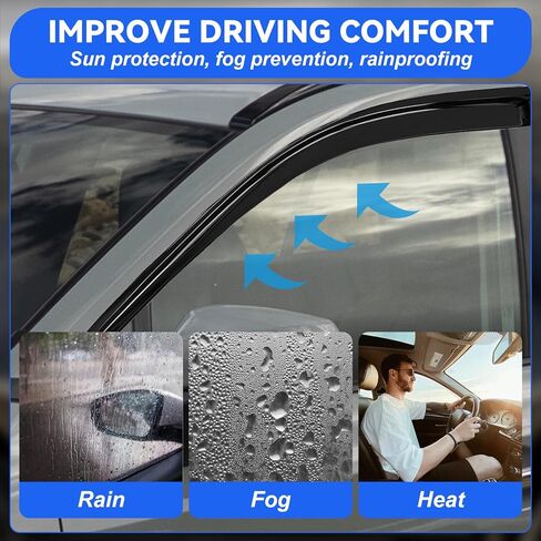 Tape-On Window Visors Rain Guards for Toyota Rav4 2019-2025, Window Deflectors, Reduce Wind Noise & Weather Protectionr for Toyota Rav4 Accessories (6 PCS) in Kuwait