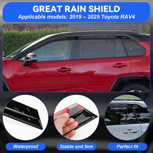 Tape-On Window Visors Rain Guards for Toyota Rav4 2019-2025, Window Deflectors, Reduce Wind Noise & Weather Protectionr for Toyota Rav4 Accessories (6 PCS) in Kuwait