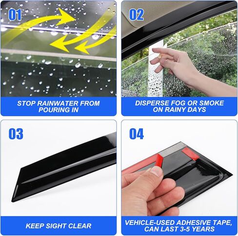 Tape-On Window Visors Rain Guards for Toyota Rav4 2019-2025, Window Deflectors, Reduce Wind Noise & Weather Protectionr for Toyota Rav4 Accessories (6 PCS) in Kuwait