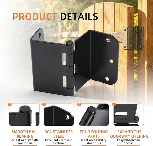 2-Pack Heavy Duty Expandable Door Hinges 3.5 inch Offset Hinges SPCC Black Matte Finish Thickned 1/4'' Radius Corner with 12 Screws, for Doors Interior Swing Out Hinge with Holes Handicap Door Hinge in Saudi Arabia