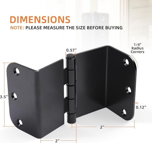 2-Pack Heavy Duty Expandable Door Hinges 3.5 inch Offset Hinges SPCC Black Matte Finish Thickned 1/4'' Radius Corner with 12 Screws, for Doors Interior Swing Out Hinge with Holes Handicap Door Hinge in Saudi Arabia