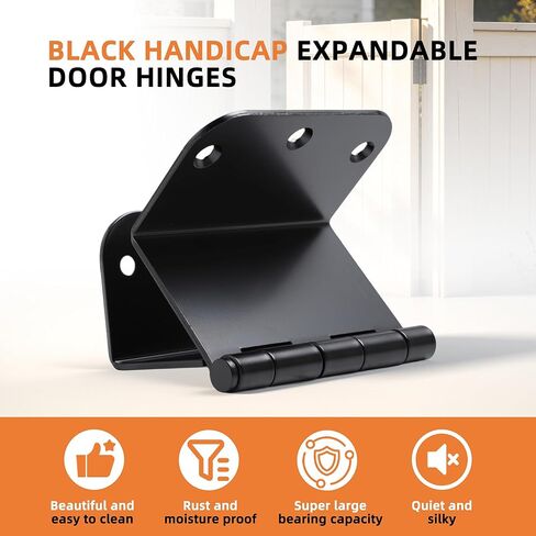 2-Pack Heavy Duty Expandable Door Hinges 3.5 inch Offset Hinges SPCC Black Matte Finish Thickned 1/4'' Radius Corner with 12 Screws, for Doors Interior Swing Out Hinge with Holes Handicap Door Hinge in Saudi Arabia