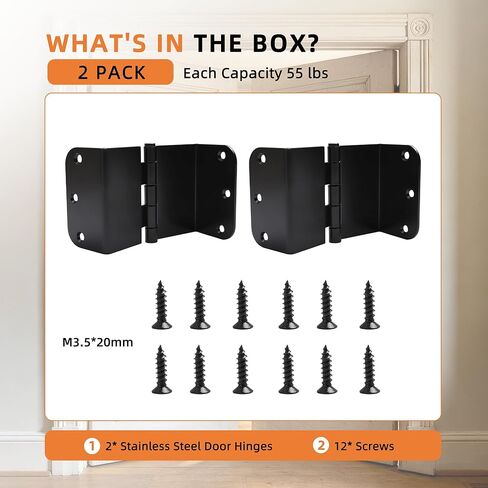 2-Pack Heavy Duty Expandable Door Hinges 3.5 inch Offset Hinges SPCC Black Matte Finish Thickned 1/4'' Radius Corner with 12 Screws, for Doors Interior Swing Out Hinge with Holes Handicap Door Hinge in Saudi Arabia