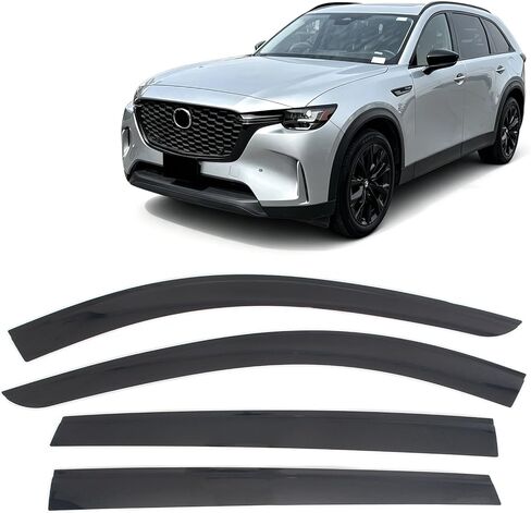 FREEMOTOR802 Tape-On Car Window Deflectors, Compatible with 2025-2026 Mazda CX-70 & 2024-2026 Mazda CX-90, Low Profile Style Smoke/Tinted Acrylic Rain Guards Side Window Visors Wind Deflectors, in Kuwait