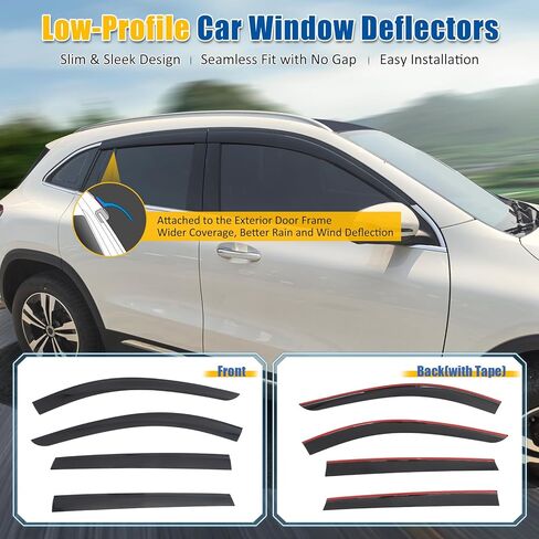 FREEMOTOR802 Tape-On Car Window Deflectors, Compatible with 2025-2026 Mazda CX-70 & 2024-2026 Mazda CX-90, Low Profile Style Smoke/Tinted Acrylic Rain Guards Side Window Visors Wind Deflectors, in Kuwait