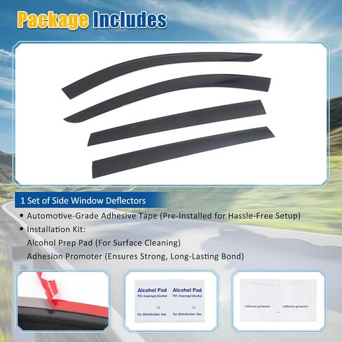 FREEMOTOR802 Tape-On Car Window Deflectors, Compatible with 2025-2026 Mazda CX-70 & 2024-2026 Mazda CX-90, Low Profile Style Smoke/Tinted Acrylic Rain Guards Side Window Visors Wind Deflectors, in Kuwait