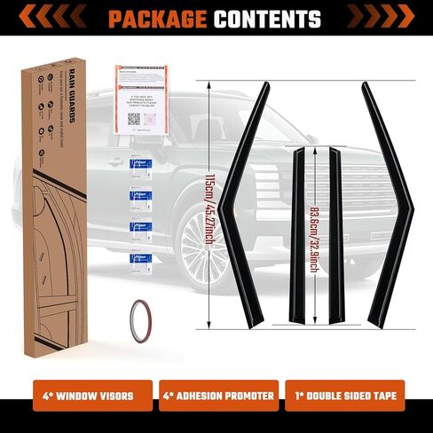 Rain Guards Compatible with Hyundai Palisade 2026, Tape-on Durable Side Window Sun Wind Deflectors, 2026 Palisade Rain Guard Black 4 PCS in Saudi Arabia